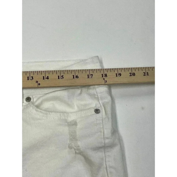 Rock & Republic Kendall Straight Leg White Distressed Cropped Jeans - Plus Sz 16 - Picture 11 of 12